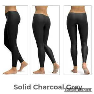 Gearbunch Solid Charcoal‎ Grey Gray Leggings Small